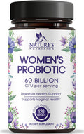 Nature'S Nutrition Probiotics for Women's Digestive Health 60 Billion CFU 16 Strains for Vaginal pH Gut Health & Immune Support Daily Probiotic Supplement for Feminine Health Gluten - 120 Capsules