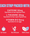 Energy Natural, Instant Energy Strips With 50Mg Caffeine, L-Theanine, Vitamin B12 30 Energy Strips = 30 Energy Drinks 5X Faster Absorption