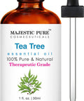 MAJESTIC PURE Tea Tree Essential Oil - Pure, Natural and Therapeutic Grade - Tea Tree Oil for Skin, Face, Hair, Nails, Acne, Scalp, Massage, Aromatherapy, Diffuser, Topical & Household Uses - 1 fl oz