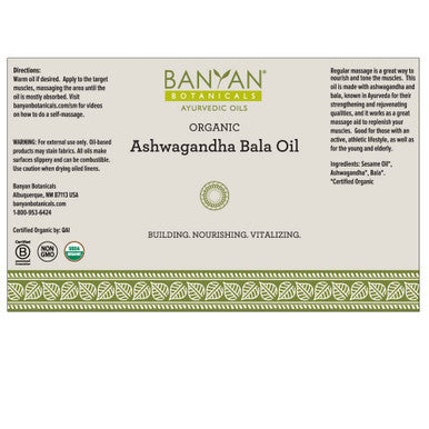 Banyan Botanicals Ashwagandha Bala Oil 4 Oz - Usda Organic - Building & Nourishing - Vitalizing Herbal Massage Oil For Muscles & Joints*
