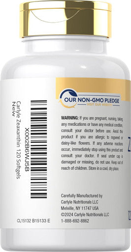 Carlyle Zeaxanthin 10mg | 120 Softgels | Eye Health Support with Lutein | Non-GMO Gluten Supplement
