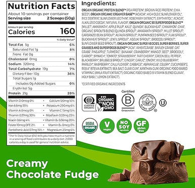 Orgain Organic Vegan Protein + 50 Superfoods Powder Vanilla Bean 21G Plant Based Protein 8G Prebiotic Fiber No Lactose Ingredients Gluten No Added Sugar 1.12 Lb (Packaging May Vary)
