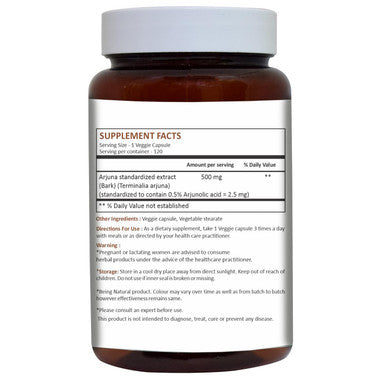 Herbal Hills Arjuna Capsules (Terminalia Arjuna) | 120 Count (500 Mg) | Standardized Extract Wellness And Health Supplements With Arjuna Bark Extract