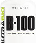 Nutrabio B100 B Vitamin Complex Immune System Support Healthy Hair Skin Nails 90 Vegetable Capsules