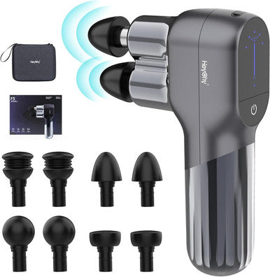 Mini Massage Gun With Double Heads, Deep Tissue Percussion Muscle Massage Gun For Therapy And Relaxation, Portable Handheld Massager Gun For Athletes Relieving Pain, Soreness And Stiffness