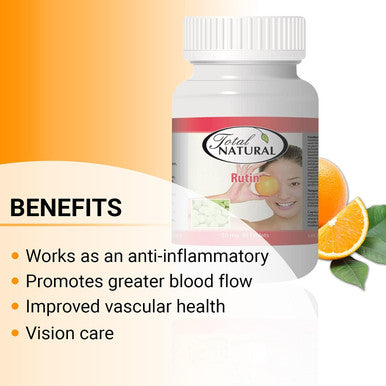 Rutin 50mg 90 tablets [1 bottle] by Total Natural, Anti-inflammatory, Help Absorb And Utilize Vitamin C, Improved Vascular Health, Vision Care