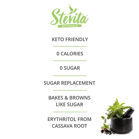 Stevita Organic Erythritol BakeItBetter Pouch 12 oz Baking Sugar Alternative with Stevia & Erythritol No Calories USDA Organic NonGMO Vegan Keto Paleo Gluten