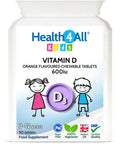 Kids Vitamin D3 600iu Chewable 90 Tablets (V). Sugar Free. Natural Orange Flavour. Made by Health4All Kids