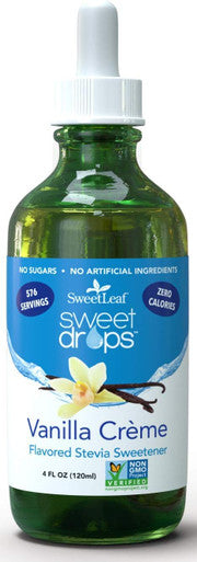 Sweetleaf Stevia Sweetener Drops Bundle - Vanilla Creme and Valencia Orange Flavors 4 Oz and 2 Oz