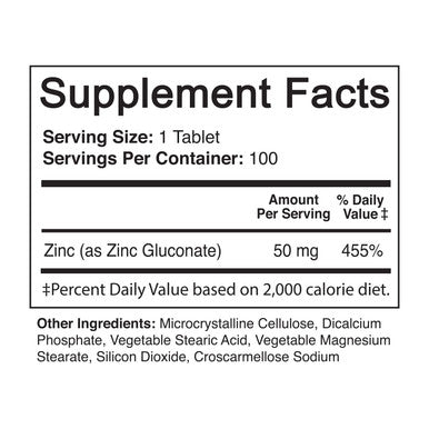 NutriFlair Zinc Gluconate 50mg, 100 Tablets - High Potency Immune System Booster Supplement Pills, Immunity Defense, Powerful Antioxidant, Non-GMO, Compare with zinc picolinate, citrate, oxide
