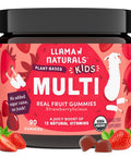 Llama Naturals Kids Multivitamin Gummies Vegan Organic with Vitamin D C & K Toddler Real Fruit Gummy Vitamins Chewable Supplement Whole Food Multivitamin No Added Sugar Cane Strawberry 90 Ct