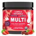 Llama Naturals Kids Multivitamin Gummies Vegan Organic with Vitamin D C & K Toddler Real Fruit Gummy Vitamins Chewable Supplement Whole Food Multivitamin No Added Sugar Cane Strawberry 90 Ct