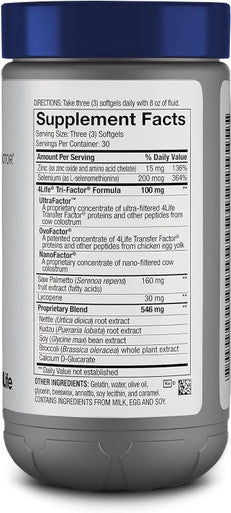 4Life Transfer Factor MalePro - Targeted Healthy Prostate Support with Saw Palmetto Lycopene Selenium and Kudzu - Supplement Supports Immune System and Urinary Tract Health - 90 Softgels