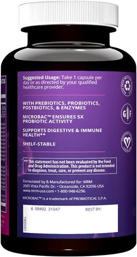 MRM Nutrition Extra Strength Probiotics | Intestinal + Immune Health | Prebiotics + postbiotics | 25 Billion Cells | Good Bacteria for Gut Health| 16 Bacterial strains | Shelf Stable | 30 Servings