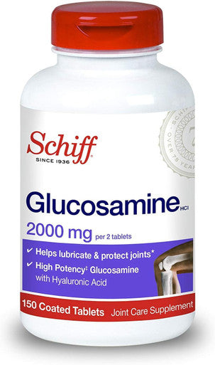 Schiff Glucosamine with Hyaluronic Acid 2000mg Glucosamine Joint Care Supplement Helps Lubricate & Protect Joints 150 Count (Pack of 2)