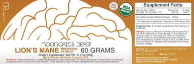 Lions Mane Mushroom Powder 60 Grams Hericium erinaceus Organic Whole Fruiting Body Mushroom Extract Natural Nootropic Supplement Neuroprotective Boosts Mood