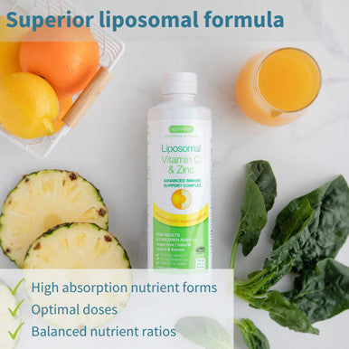 Liposomal Vitamin C 1000mg & Zinc + Longvida Lipidated Curcumin 500mg Vegan Bundle, Ultra Bioavailable Curcumin with High Absorption Liquid Immune Support Complex, by Igennus