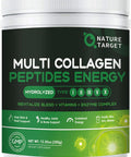 Nature Target Multi-Collagen-Peptides-Powder - Hydrolyzed Collagen With Energy Blend + Multivitamin & Minerals, Supports Energy Skin Hair Nail & Joint, Non-Gmo, 35 Servings