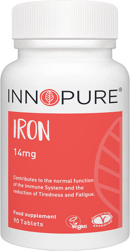INNOPURE Iron Supplement for Energy and Immunity - 3 Months Supply, 90 Tablets - Vegan Society Approved - Made in The UK by Innopure