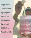 NUTRI BEAUTIES Pure Grass Fed Bovine Collagen Peptides Powder 10,000Mg | 19 Essential Amino Acids | Unflavoured 350g Hydrolyzed Collagen for Women & Men (Type I & III) | 35 Day Supply | Halal | Skin