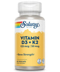 Solaray Vitamin D3 + K2 | for Immune Support, Calcium Absorption, and Support for Healthy Cardiovascular System & Arteries | Non-GMO & No Soy (120 CT)