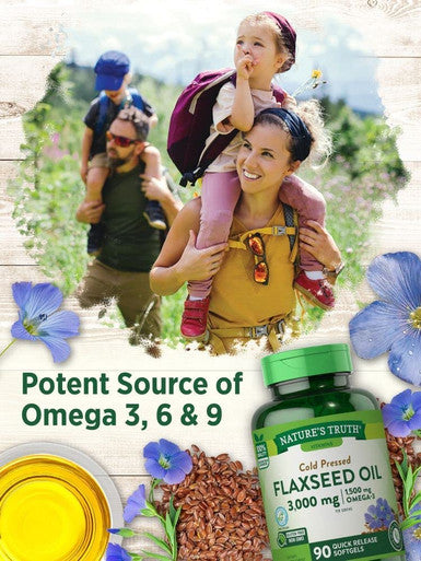 Nature's Truth Flaxseed Oil Capsules | 90 Softgels | Cold Pressed, Non-GMO, Gluten