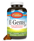 Carlson EGems Elite 1000 IU Vitamin E with Tocopherols and Tocotrienols Heart Health and Optimal Wellness Antioxidant 120 soft gels