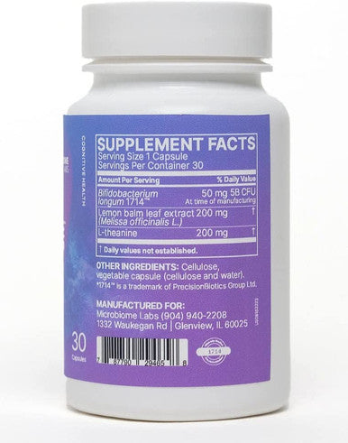 Microbiome Labs ZenBiome Sleep - Sleeping Support Probiotic for Adults - Supplement with Bifidobacterium longum 1714 Probiotics, Lemon Balm, L-theanine for Sleep & Calm (30 Capsules)