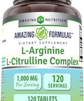 Amazing Nutrition Formulas L-Arginine/L-Citrulline Complex 1000mg 120 Tablets Supplement| Non-GMO | Gluten | Made in USA
