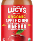 Lucy's Family Owned - USDA Organic NonGMO Raw Apple Cider Vinegar Unfiltered Unpasteurized With the Mother 34oz Glass Bottle