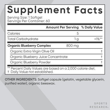 Sports Research Whole Fruit Blueberry Concentrate Made From Organic Blueberries - Non-Gmo & Gluten (60 Liquid Softgels)