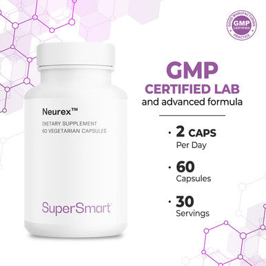 Supersmart Neurex Help Improve Memory Speed of Cognitive Processing Help Prevent Cerebral Aging Brain Supplement Formula NonGMO Gluten Free 60 Vegetarian Capsules