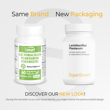 Supersmart Lactobacillus Plantarum PostBiotic 20 Billion CFU Per Day Ultimate Probiotics for Digestive Health Flora Immune Support Supplement NonGMO Gluten Free 60 Vegetarian Capsules
