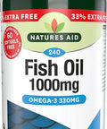 Natures Aid Fish Oil 1000mg | Omega 3 (180mg Epa & 120mg Dha) | Made In The Uk 240 Softgels For The Price of 180 240 Capsules