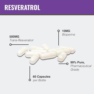 Maac10 Trans Resveratrol 500Mg Supplement (Micronized Pharmaceutical Grade 99% Pure Trans-Resveratrol Extract + Bioperine For Superior Absorption) (2X 250Mg Capsules 60Ct)