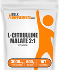Bulksupplements.Com L-Citrulline Malate 2:1 Powder - L Citrulline Malate Supplement, Citrulline Malate Powder - Unflavored & Gluten Free - 3G Per Servings, 500G (1.1 Lbs) (Pack Of 1)