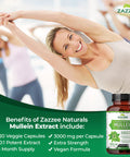 Zazzee Extra Strength Mullein 10:1 Extract, 3000 Mg Strength, 120 Vegan Capsules, 4 Month Supply, Concentrated And Standardized