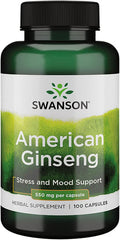 Swanson Premium Brand American Ginseng 550 Milligrams 100 Capsules