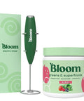 Bloom Nutrition Superfood Greens Powder Digestive Enzymes with Probiotics and Prebiotics Gut Health Bloating Relief Berry + Milk Frother High Powered Hand Mixer