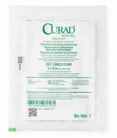 Curad Sterile Latex Petrolatum Gauze Dressing 3" x 18" (Pack of 72)