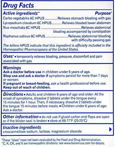Boiron Gasalia Gas Relief Homeopathic Temporarily Relieve Bloating Pressure And Pain Associated With Gas 60 Tablets (Pack Of 4)