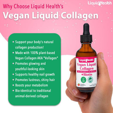 Liquidhealth Vegan Liquid Collagen Plus Biotin & Liquid Chlorophyll Droppers Bundle - Hair & Nail Growth Skin Health Internal Deodorizer Stops Bad Breath Reduces Appetite - Vegan Non-GMO