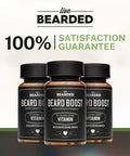 Live Bearded: Beard Boost - Beard Hair Growth Multivitamins With Biotin 10,000Mcg, Vitamin C, Vitamin E And Zinc - 30-Day Supply - Thick, Strong, Full Beard Growth Support - Made In The Usa