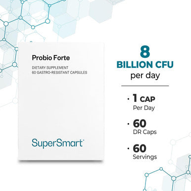 Supersmart Probio Forte 8 Billion MicroOrganisms per Capsule Probiotics for Women Men Immune System Booster with Lactobacillus Acidophilus NonGMO GlutenFree 60 DR Caps