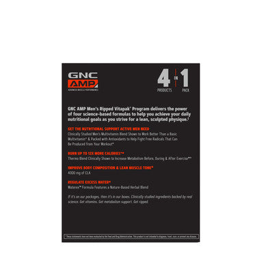 Gnc Amp Men'S Ripped Vitapak Program With Metabolism + Muscle Support - 30 Vitapaks (Packaging May Vary)