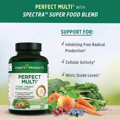 Perfect Multi Multivitamin by Purity Products Packed with Vitamins Minerals and Phytonutrients 60 Breakthrough Nutrients Support for Healthy Immunity Normal Energy Levels 120 Capsules 1