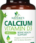 Calcium 1200 Mg With Vitamin D3, Calcium Supplement Vitamins, Supports Bone Strength, Teeth & Immune System, Calcium Supplements For Women & Men, Nature'S Absorbable Calcium Carbonate - 60 Tablets