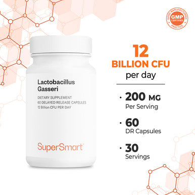 Supersmart Lactobacillus Gasseri 200 mg 6 Billion MicroOrganisms cfu Per Day Restores The Balance of intestinal Microflora Probiotic Strain NonGMO Gluten Free 60 Dr Capsules