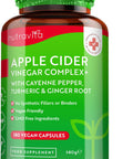 Apple Cider Vinegar Capsules With Cayenne Pepper, Turmeric And Ginger Root - 180 Vegan Capsules Made From Uk Grown Apples - Raw Unfiltered Acv - 1033Mg Daily Dosage - Made In The Uk By Nutravita
