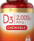 Carlyle Chewable Vitamin D3 2000 Iu (50Mcg) Tablets | 180 Count | Natural Berry Flavor | Vegetarian, Non-Gmo And Gluten Free